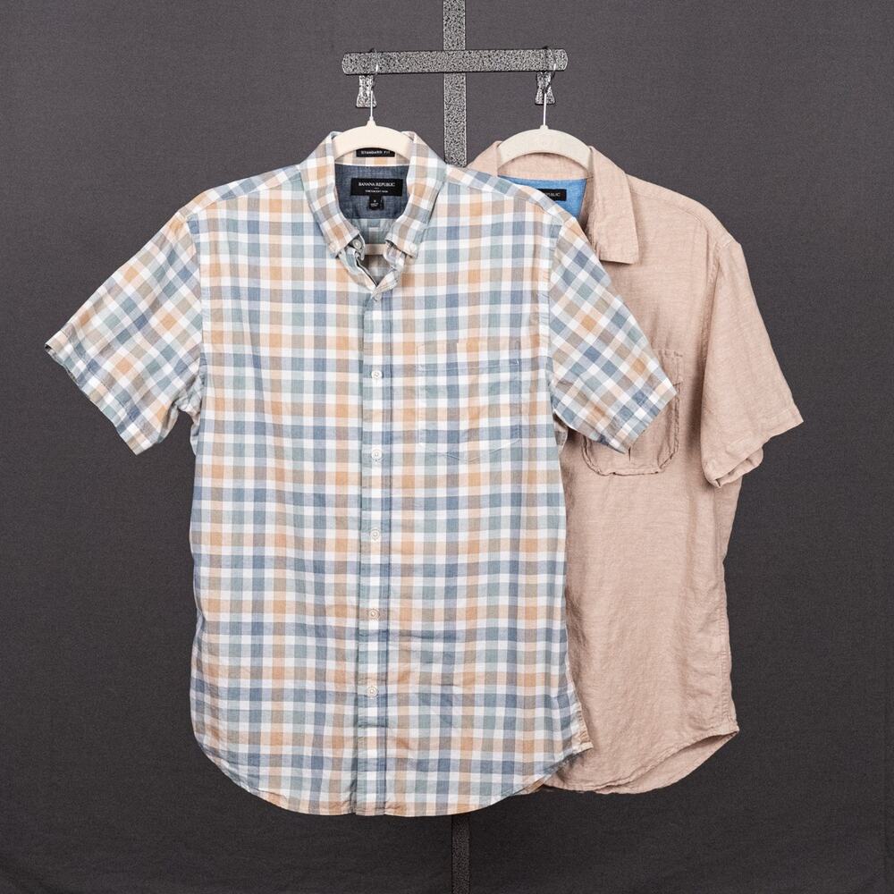 Banana Republic Men's Shirts (2) Size SMALL Classic Preppy Casual Cotton Linen